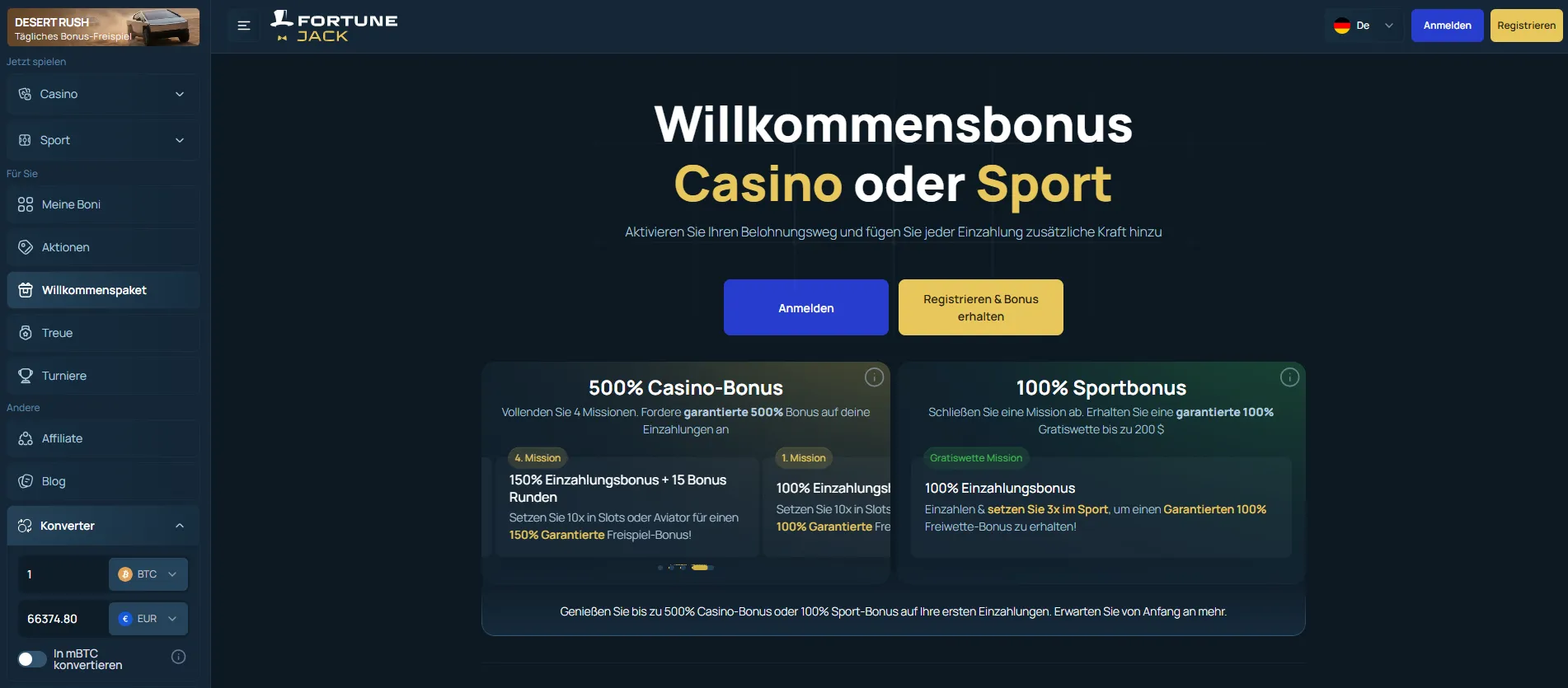 FortuneJack – Umfangreiche Spielauswahl mit Bitcoin
